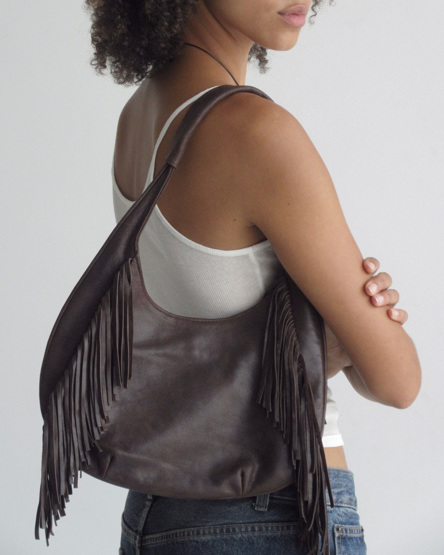 BROWN TASSEL BINX BAG
